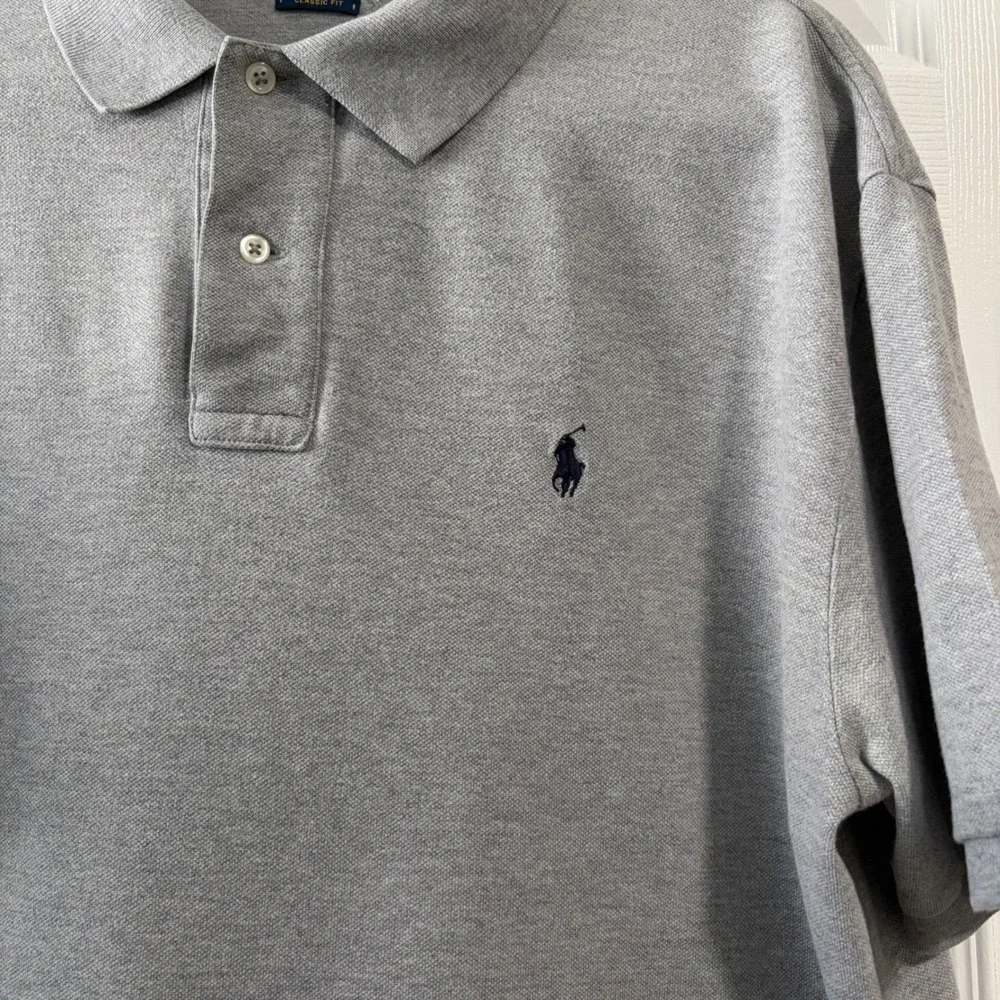 Polo Ralph Lauren Mens XL Classic Fit Short Sleeve Pique Polo Shirt Gray Heather